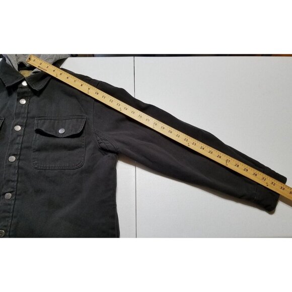 JACHS New York Snap Up Removable Hood Faux Fur Lined Black Canvas Jacket Men's M - Picture 9 of 14